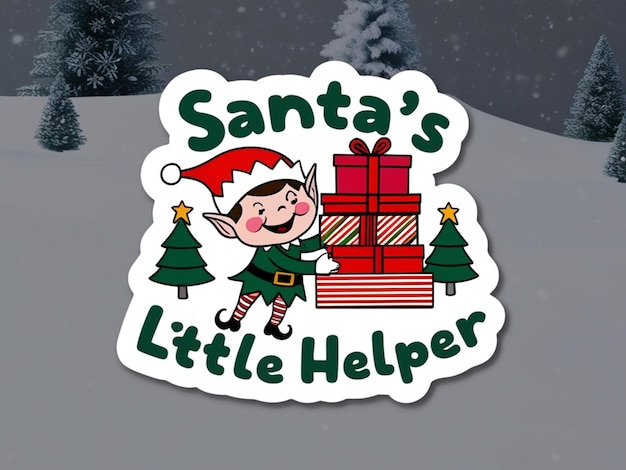 Photo a sticker that says santas little helper