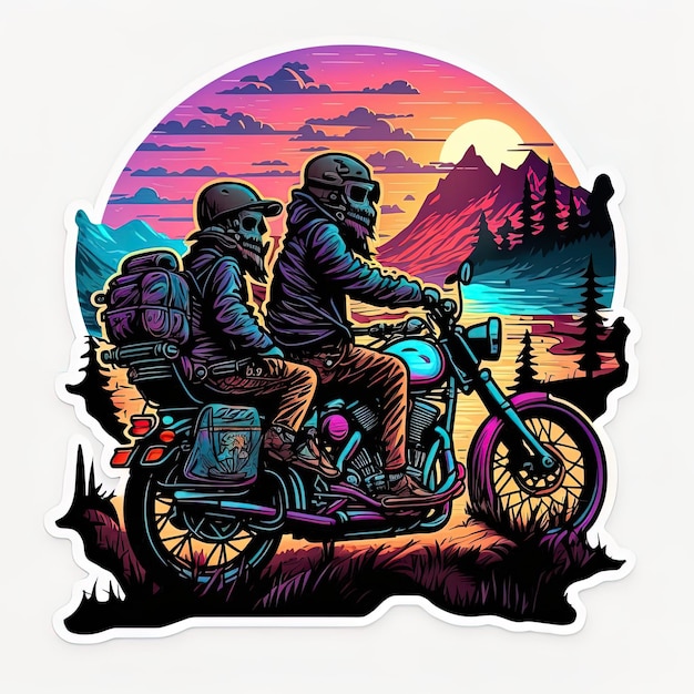 A sticker that says'skull riding a motorcycle'on it