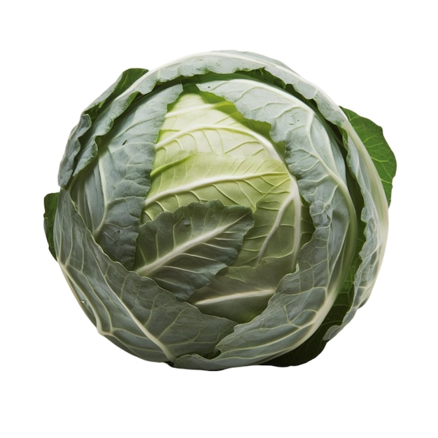 Sticker whole green cabbage head isolated on white background