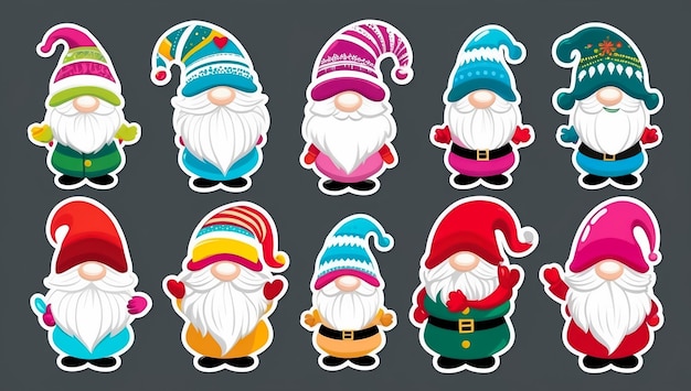 Photo stickers cute gnome winter