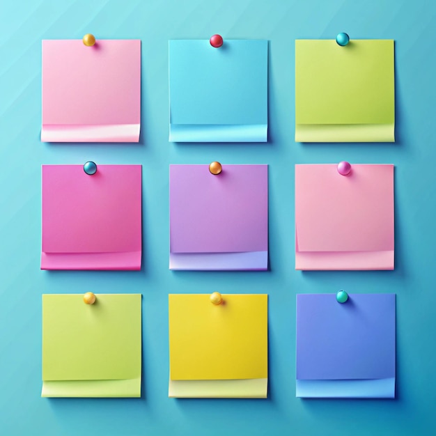 Photo sticky note collection in 3d style for organization and reminders