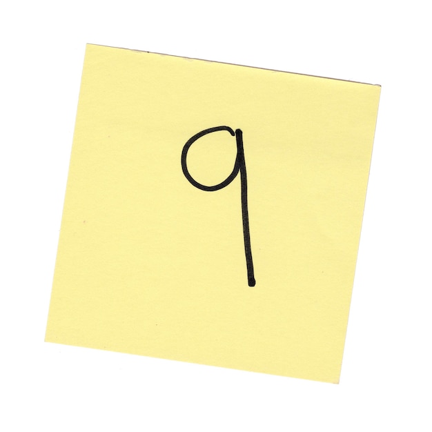 Photo sticky note with number on it white background