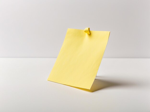 Sticky note in yellow color on white backdrop