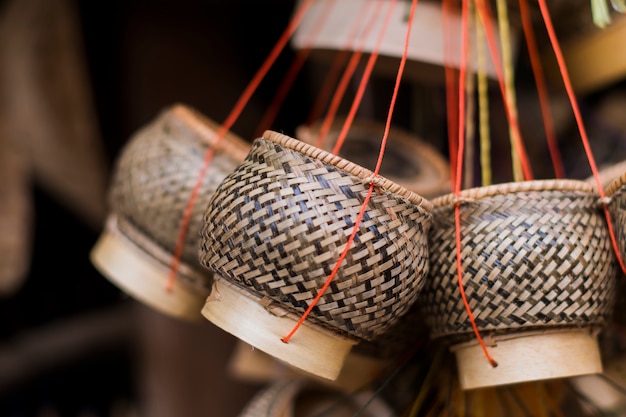 Sticky rice basket on the morning.