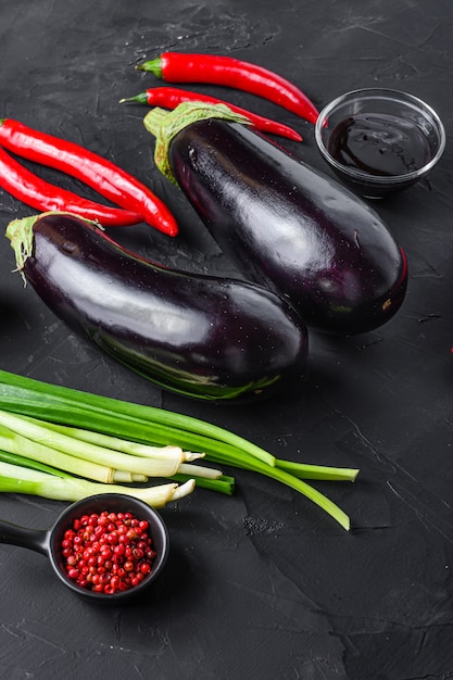 Sticky teriyaki aubergine ingredients, eggplant