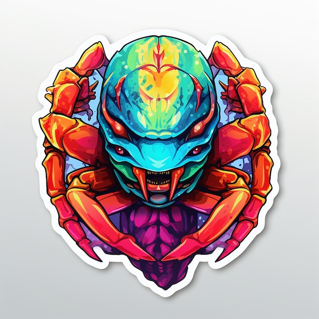 stiker A detailed illustration of an adorable colorful scorpion head single