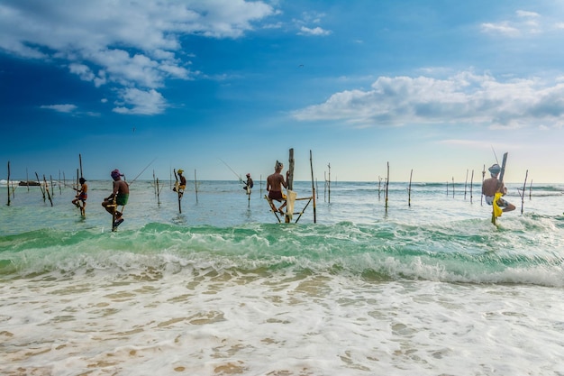 Still fishing also called tilt fishing in southern Sri Lanka