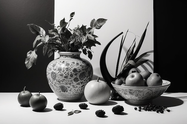 Photo still life on a black and white background