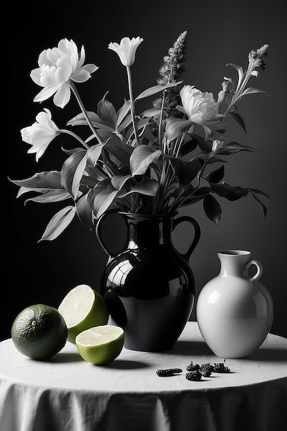 Photo still life on a black and white background