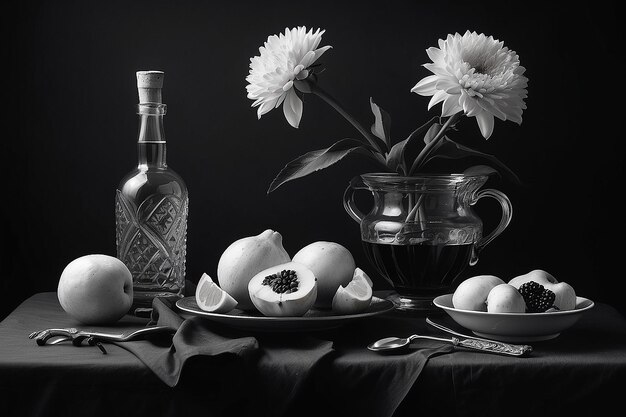 Photo still life on a black and white background