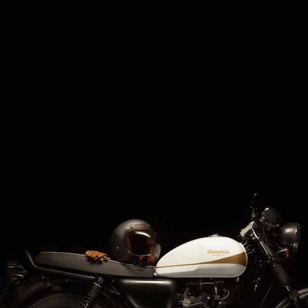 Still life of cafe racer style motorbike