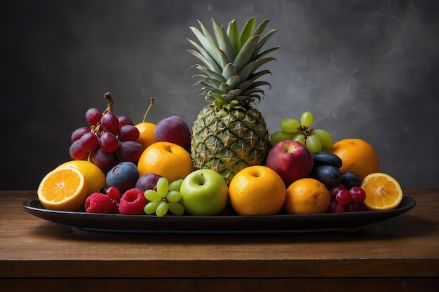 Still life of colorful fruit arrangement