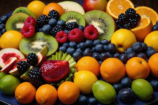 Still life of colorful fruit arrangement