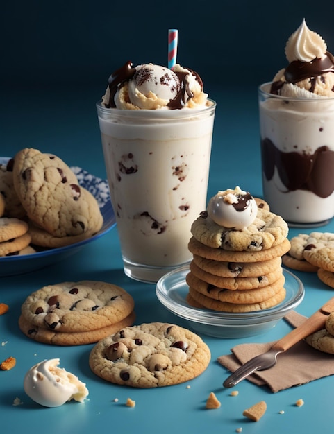 still life of cookies and ice cream wallpaper