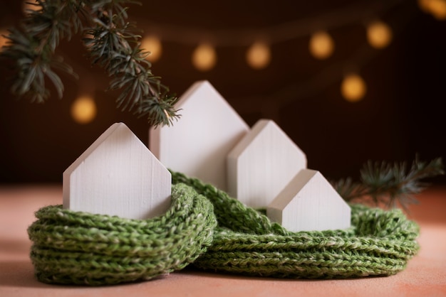 Still life of cozy house with toys