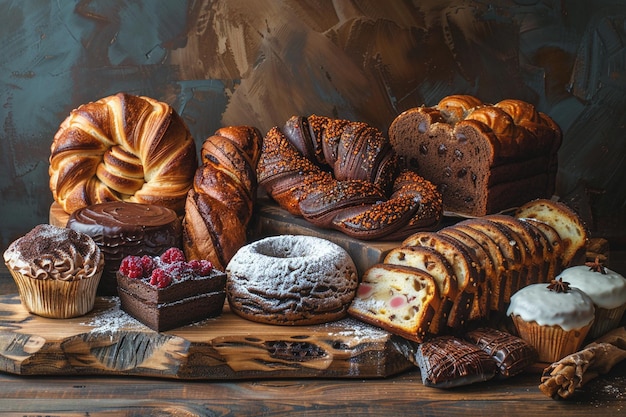 Still life of different type of babka