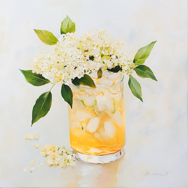 A Still Life of Elderflower and Iced Tea