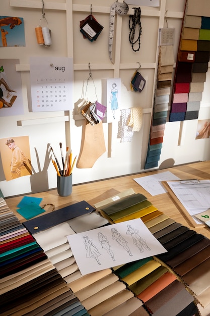 Still life of fashion designer's office