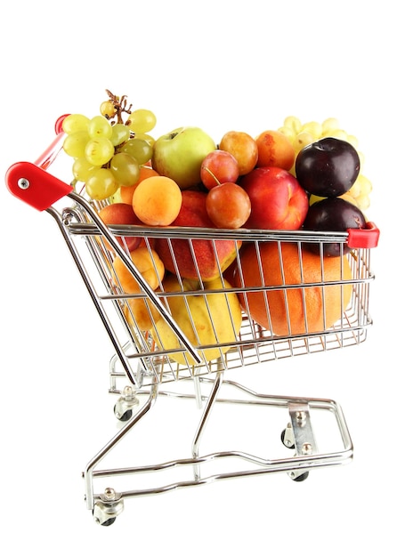 Still life of fruit in the cart isolated on white