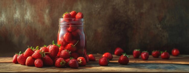 Still Life Jar Filled With Strawberries