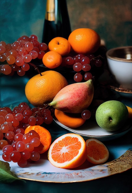 Still life photo of fruits variation on a table