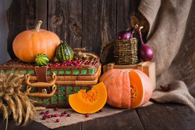 Still life of pumpkins