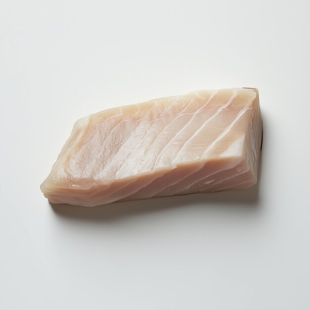 A still life of a raw halibut steak