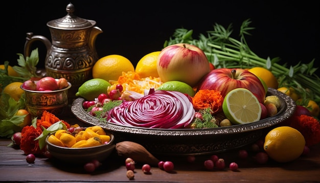 Photo a still life scene with sweet dishes prepared for gudi padwa