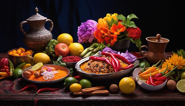 Photo a still life scene with sweet dishes prepared for gudi padwa