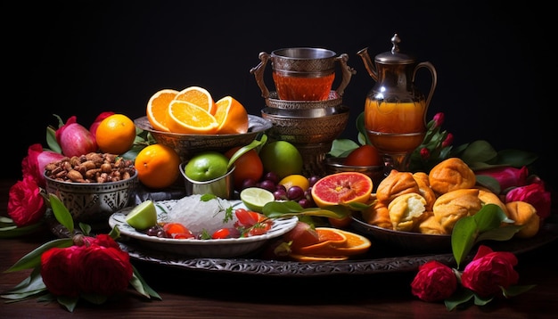 Photo a still life scene with sweet dishes prepared for gudi padwa