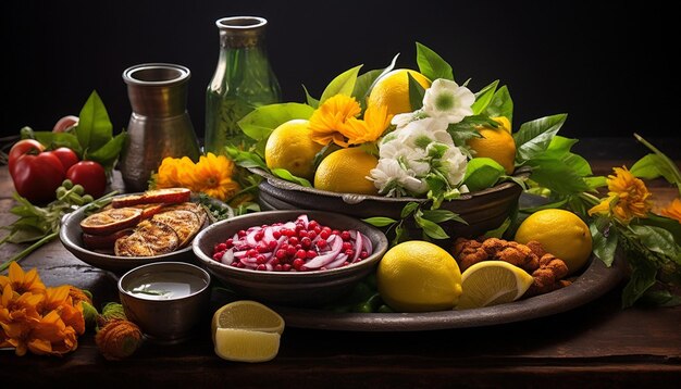 Photo a still life scene with sweet dishes prepared for gudi padwa