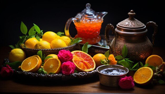 Photo a still life scene with sweet dishes prepared for gudi padwa