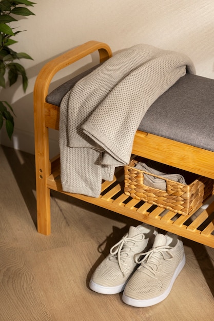 Still life of shoe rack indoors