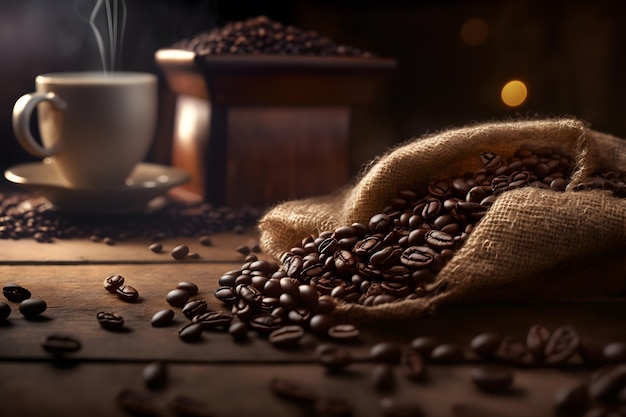 Still life shot of coffee beans Neural network AI generated art