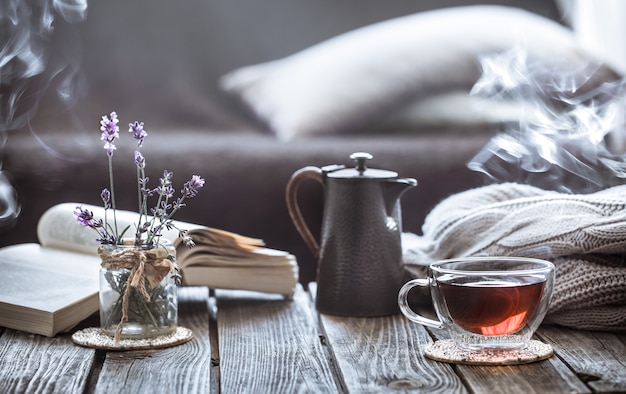 still life tea drinking in the living room