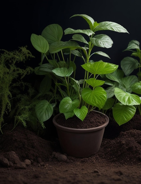 Still life of various plant on soil wallpaper