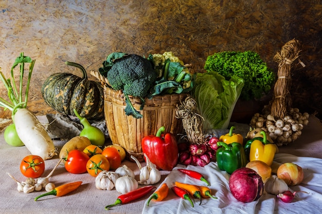 Still life  Vegetables, Herbs and Fruit.