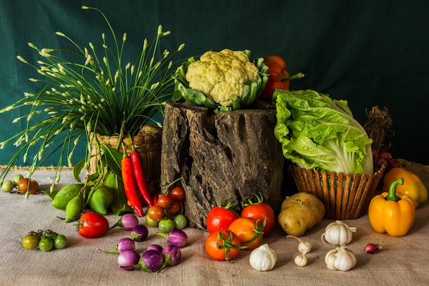 Still life  Vegetables, Herbs and Fruits.