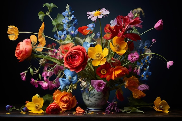 still life of vibrant wildflowers aesthetic look