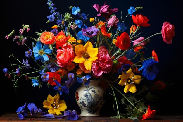 still life of vibrant wildflowers aesthetic look