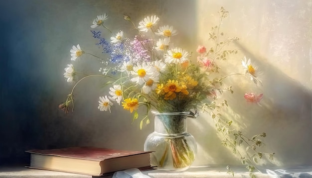 Still life of wildflowers by generative AI