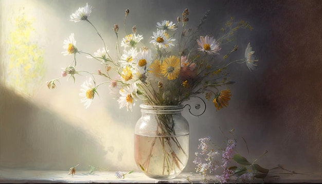 Still life of wildflowers by generative AI