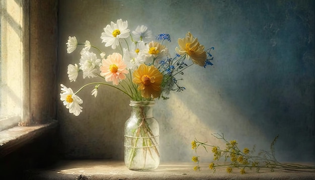 Still life of wildflowers by generative AI