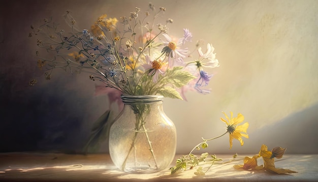 Still life of wildflowers by generative AI