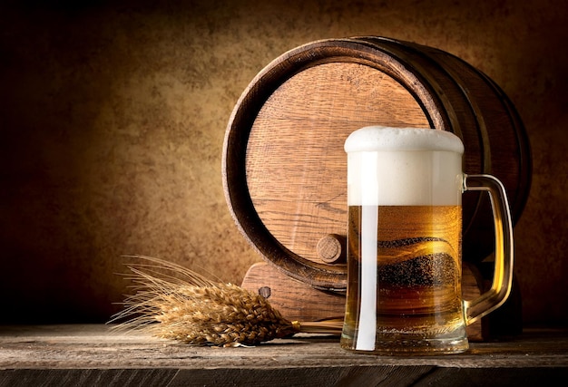 Still life with beer on a textured background