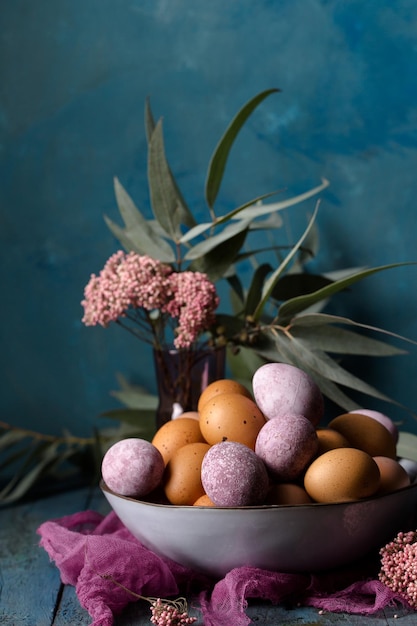 Still life with eggs and flowers