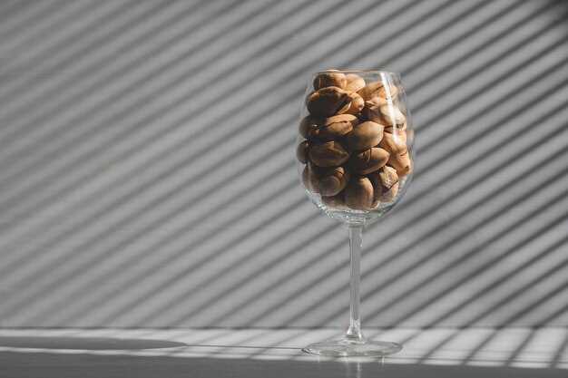 Still life with fresh tasty pecans