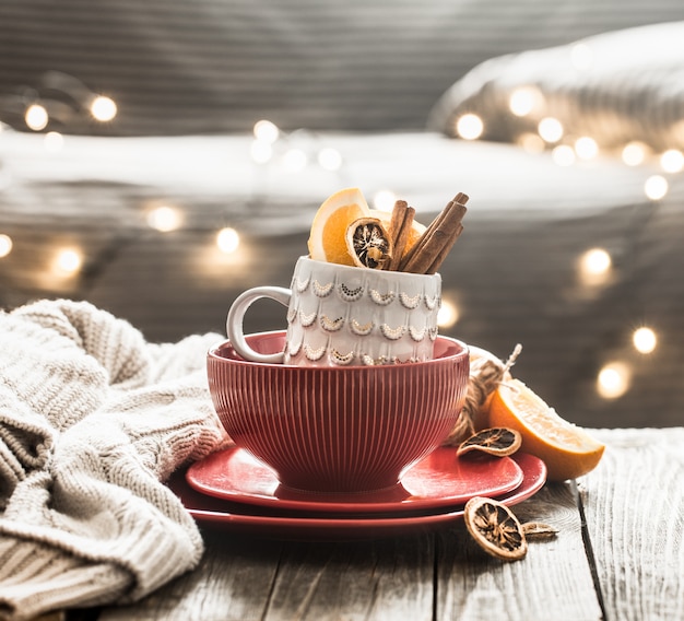 still life with home Christmas decor