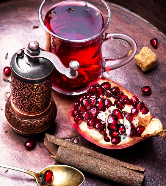 Still life with pomegranate tea.