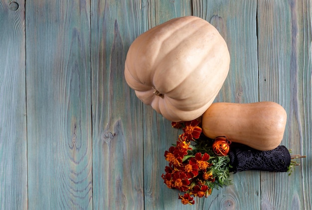 Still Life with pumpkin on wooden background